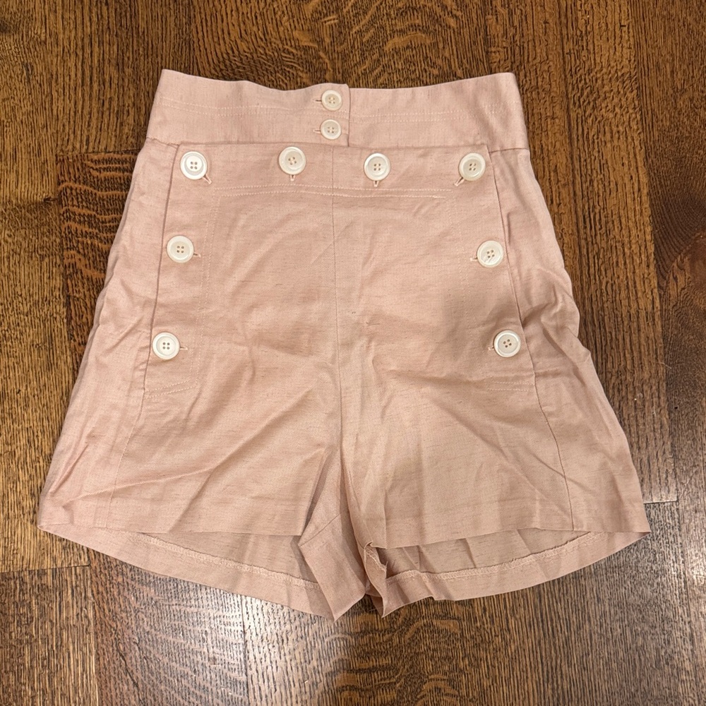 Topshop High Waist Blush Button Shorts